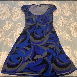 B Wear Blue, Grey, & Black Swirl Patterned Dress